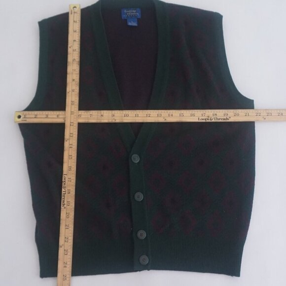 VTG '90S Cambridge Classics Green Maroon Argyle Eclectic Grandpa Sweater Vest L - Picture 3 of 9